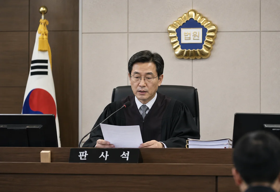 부정당업자 입찰제한 행정소송|법정 판사석에 앉아 서류를 검토하는 판사의 모습