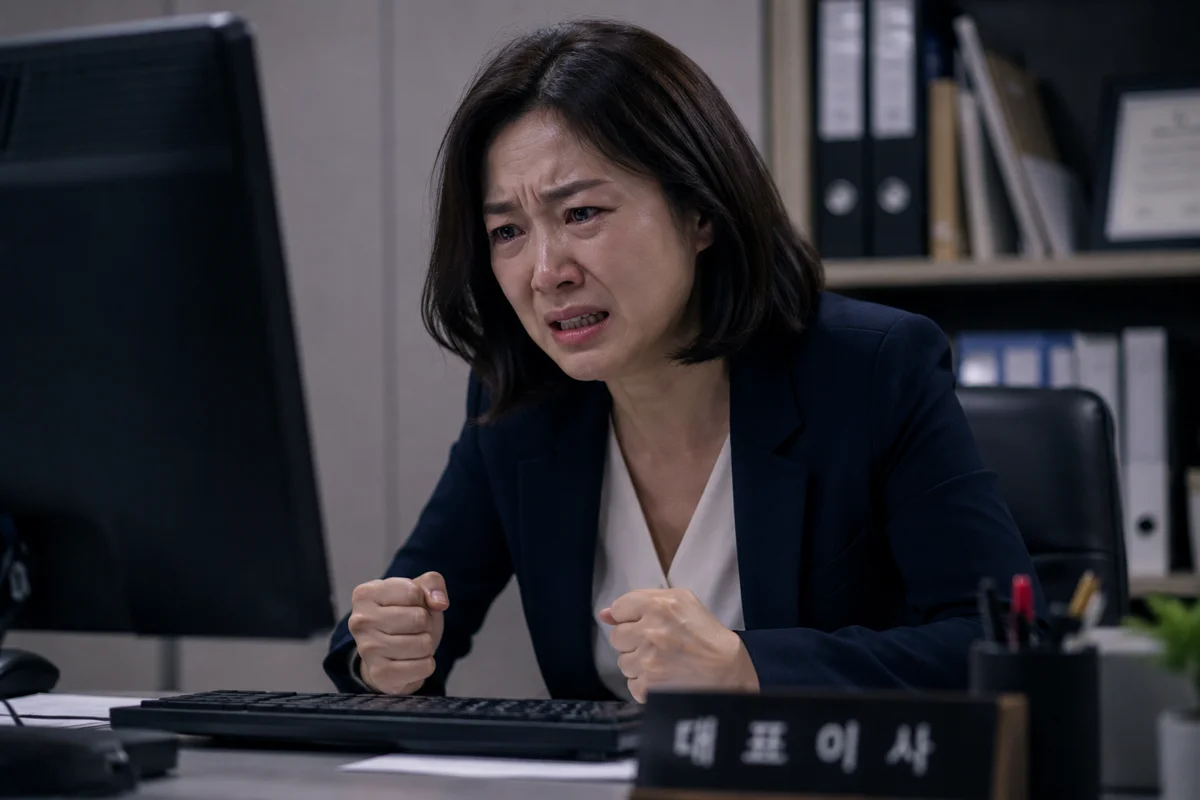 부정당업자 입찰제한 행정소송|모니터를 보며 분노와 슬픔을 느끼는 대표이사